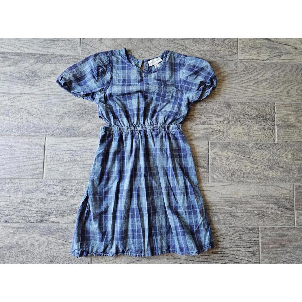 Girl's Free Assembly Blue Checkered Dress Size Large 10/12 Pullover Fit & Flare